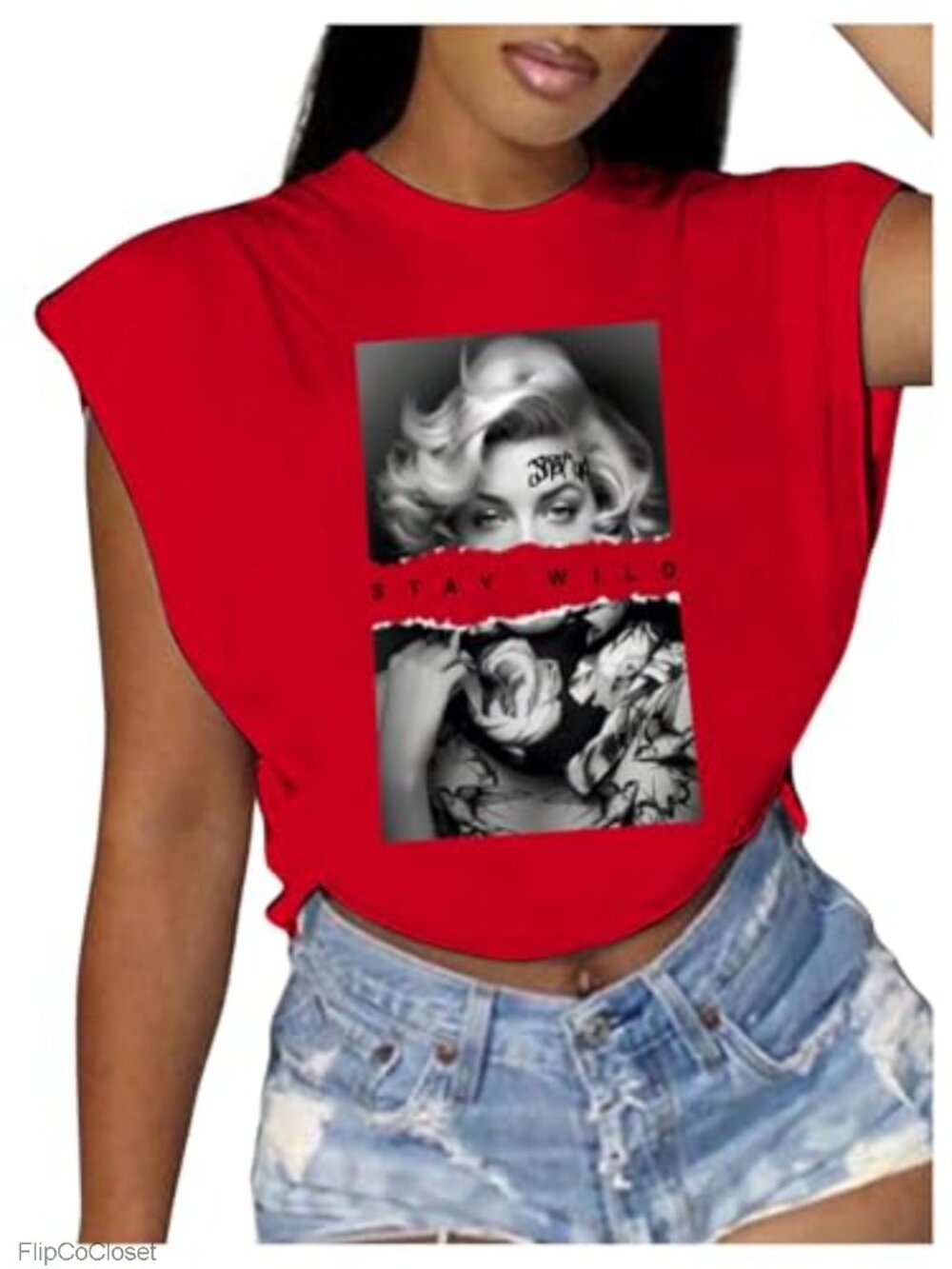 Graphic Print Cap Sleeve Crop Top Tee Y2K Oversized Streetwear